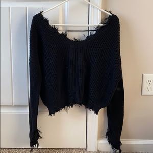 Black Distressed Sweater